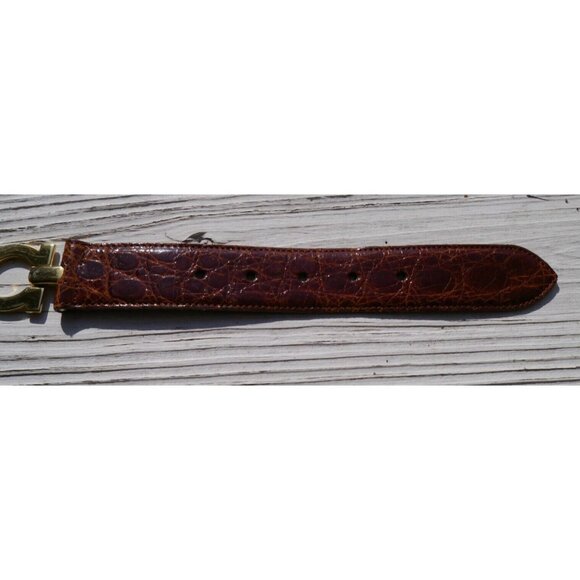 Beltrami Luxury Real Crocodile & Brass Belt Sz 75 Italy / US 30” Brown 3410 main image 10